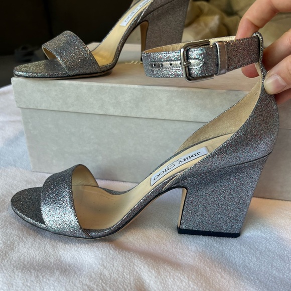 Jimmy Choo ankle strap glitter sandal | Edina 39.5 - Picture 3 of 11